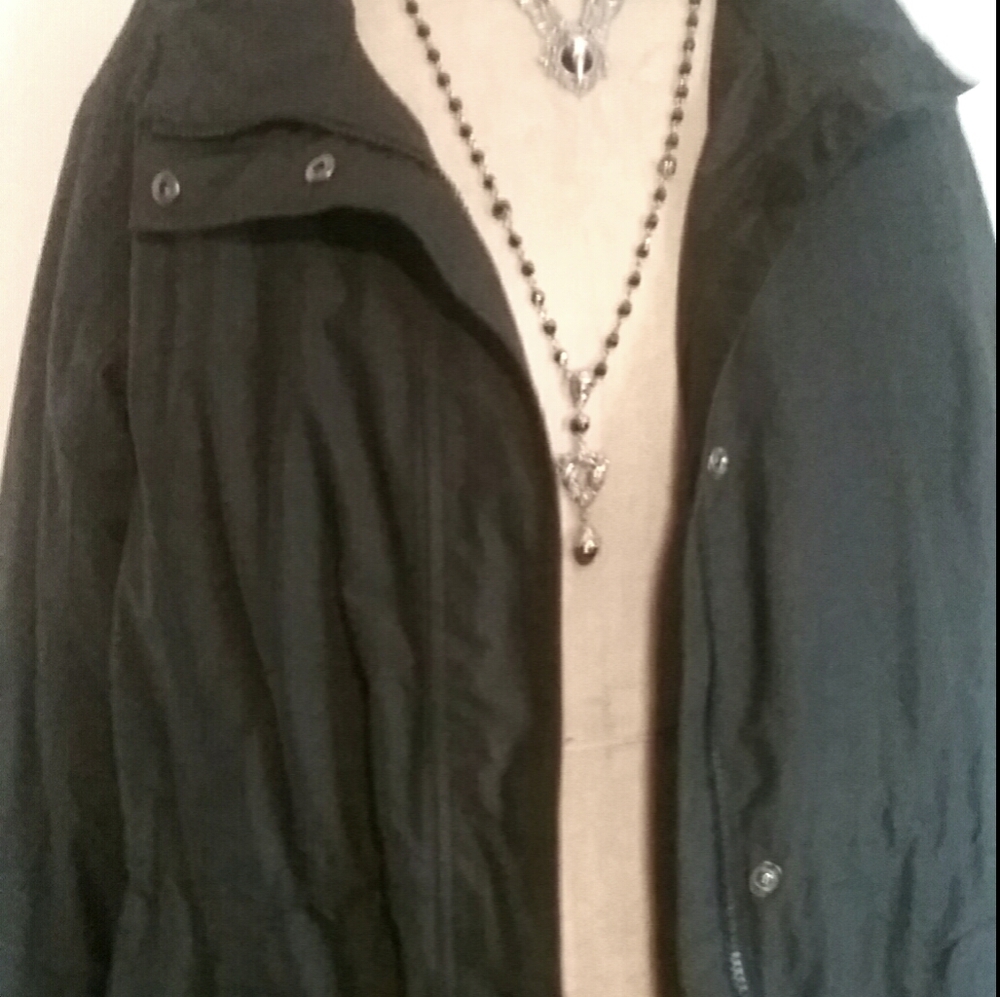 L.L. Bean Black Hooded Trench Coat Plus Size 2x